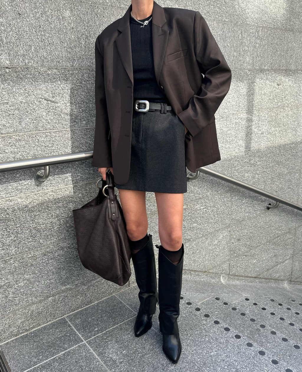 LUA WOOL MINI SKIRT | dark grey - Image 3