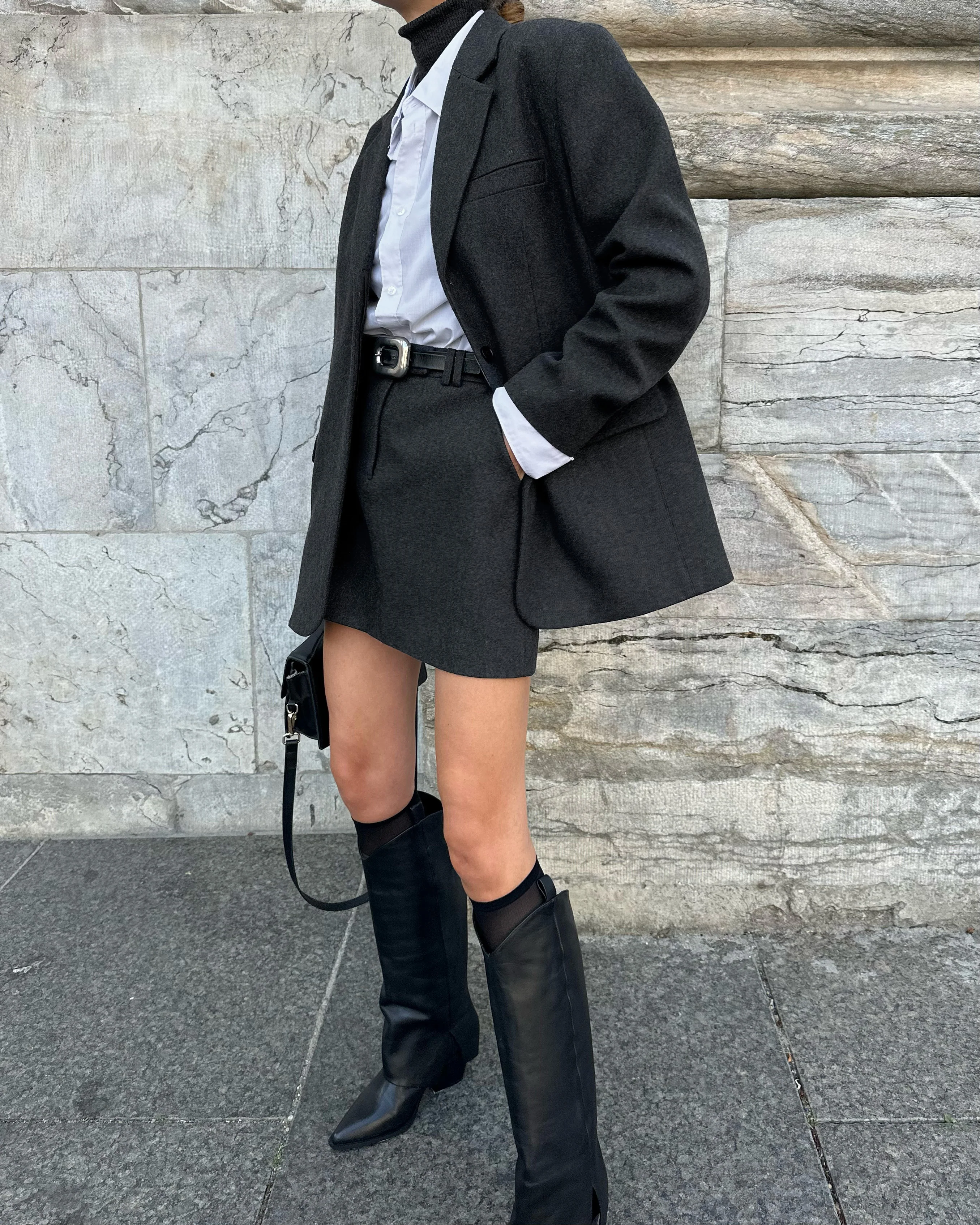 LUA WOOL MINI SKIRT | dark grey - Image 6